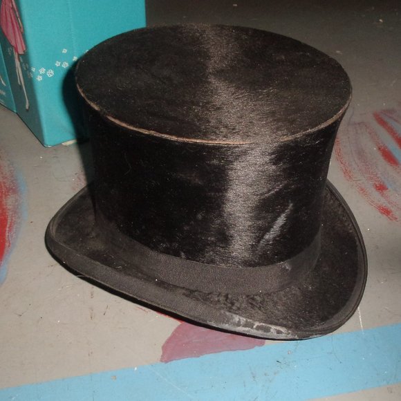 Accessories Vintage Mens Top Hat Black Fur Grabisky Pittsburgh Pa